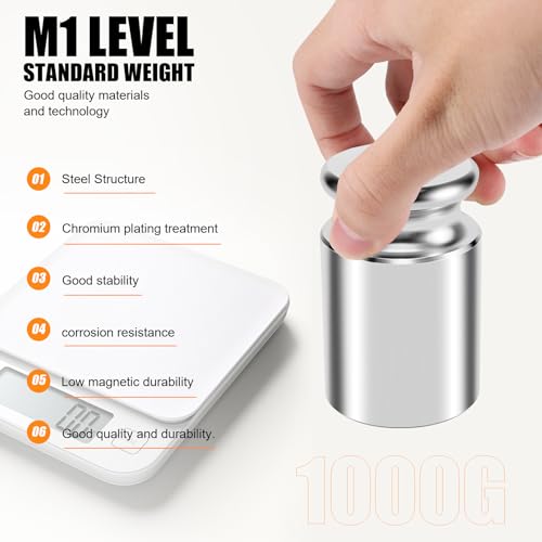 Lobamop Kalibriergewicht für Digitalwaage, Kohlenstoffstahl, ChromoberfläChe, 1000 G (1 Kg WGT)