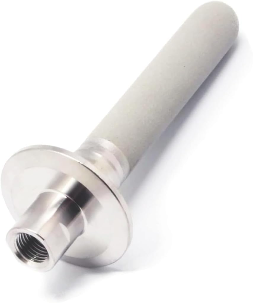 1.5" Tri-Clamp Stainless Steel Diffusion Stone, 2 Micron Aeration, Carbonation With 1/4" NPT CO2 Inlet (8" Length, 1/4" Female NPT)