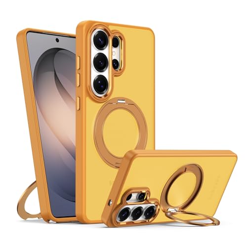 Coque Samsung S26 Plus silicone orange avec support anneau pour cuisiner et travailler