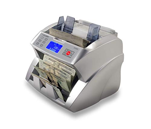 SILVER By AccuBANKER S3500 Flex Bill Counter - High Speed Money Counter Machine w/ 3 Counterfeit Detection Methods UV/MG/DD- Sorted Cash only- Count Number of Bills & Calculate Value per Denomination