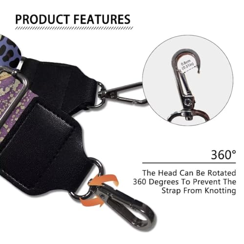 Image of Coldinair Leopard Print Replacement Shoulder Strap for Women Lady Purple Marble Handbags Bag Straps Wide Straps for Luggage, Crossbody Strap,Guitar Strap for Purses