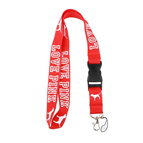 Love Pink Lanyard Keychain HolderÂ for Phones ID Badge holer Bags Neck Lanyard (red)