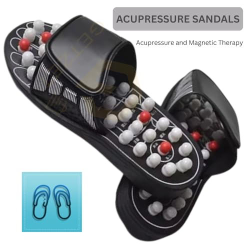 Image of Spring Acupressure and Magnetic Therapy Accu Paduka Chappal Slippers for Full Body Blood Circulation Massager Sandals Shoes for Men & Women. (Free Size)