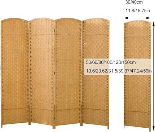Séparateur de pièce pliant en bois noir écran intimité rotin