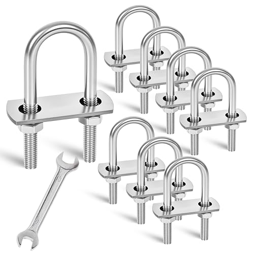 Image of 8 Sets M8 U-Bolts,u-Bolts 1 inch (25mm) Wide,U-Bolts with Nuts