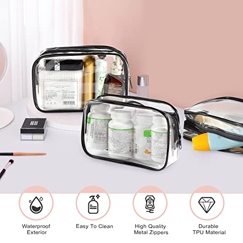 18 Pack Clear Makeup Bags Clear Cosmetic Bag Pvc Plastic Zippered Pouches Portable Toiletry Bags For Women Men Travel Vacation Bathroom Organizing (Black Border) #TOP2
