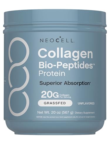 NeoCell Collagen Bio-Peptides Powder | 20oz | Super Hair, Skin, and Nails | Superior Absorption | Grassfed Protein Supplement | Advanced with 18 Essential Amino Acids