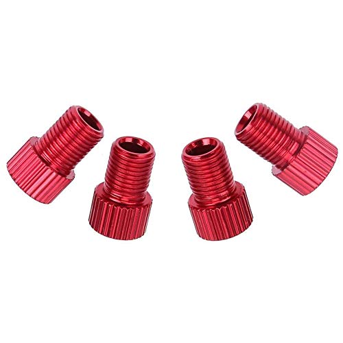 Ogquaton 4pcs Presta to Shrader adattatori per valvole per bici da strada per biciclette Rosso Resistente e utile