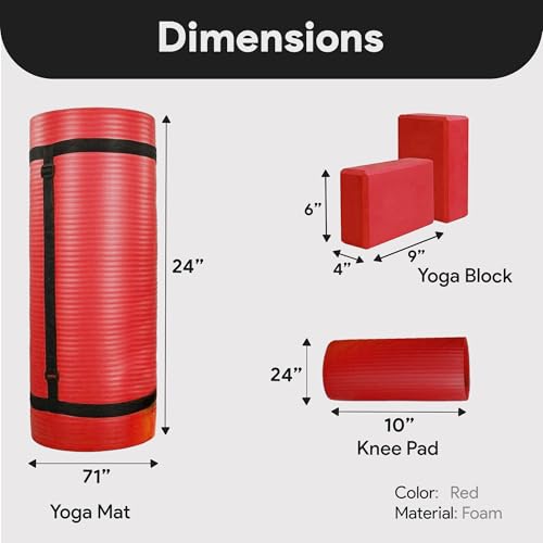 Image of BalanceFrom GoCloud All-Purpose 1-Inch Extra Thick High Density Anti-Tear Exercise Yoga Mat with Carrying Strap