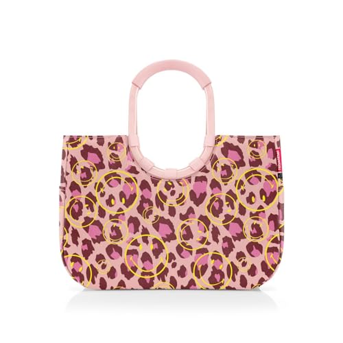 reisenthel loopshopper L smiley leo blush Stabile Tasche mit praktischen Fächern aus recycelten PET-Flaschen Charmantes und wasserabweisendes Design
