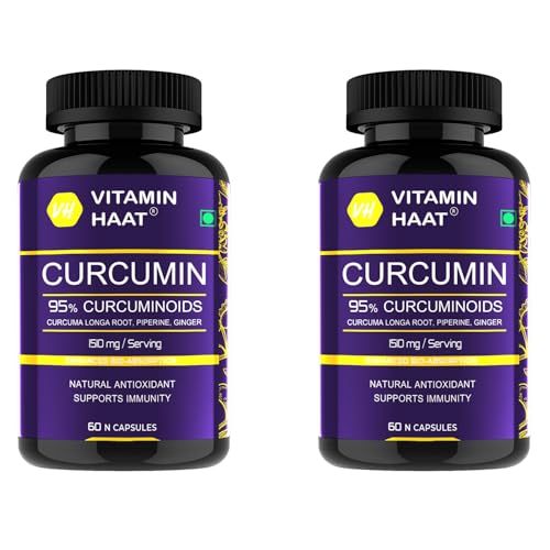 Image of Curcumin with Piperine & 95% Curcuminoids | Anti Inflammatory Supplement for Adults | With Curcuma Longa [ Turmeric ] & Ginger 1510mg | 100% Natural Curcuminoids - 60 Caps (Pack of 2) by VitaminHaat