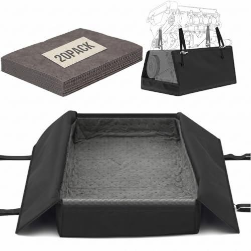 Image of Tallew Universal Engine Diaper Absorbent Pads with 1 Pcs Oil Absorbing Cotton Pads, Not Sfi, Rated Splash Panel Shield Under Diaper Fits 6 to 10 Quart Wet Sump Systems Black