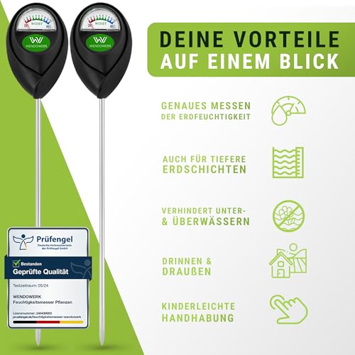 WENDOWERK® 2 Stück Extra Langer Boden Feuchtigkeitsmesser für Pflanzen 40CM [Schwarz/Schwarz] - Ohne Batterien - Verbessertes… – Ansicht 4