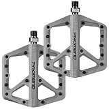 Mountain Bike Pedals - Durable Nylon DU Bearing Platform Pedals for MTB and BMX (Grey)