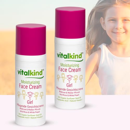 vitalkind Moisturising Face Cream Girl - Premium Natural Care for Kids. Premium Natural Cosmetics for Girls by Vitalkind. Set- 2 x 50 ml