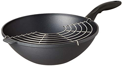 Swiss Diamond 11.8" (4.9 Qt) Wok Hd Nonstick Diamond Coated Aluminum Wok, Includes Lid - Dishwasher Safe And Oven Safe Wok, Grey #TOP5