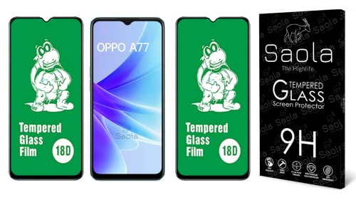 Image of Saola 18D Tempered Glass With Inbuilt AirBag Borders For Oppo A77 (Pack Of 2) with Free Installation Kit. Full screen Coverage - 6.56 inch