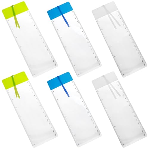 Marque-page loupe x3 avec règle de 15 cm Lovelysp lot de 6 bleus blancs verts