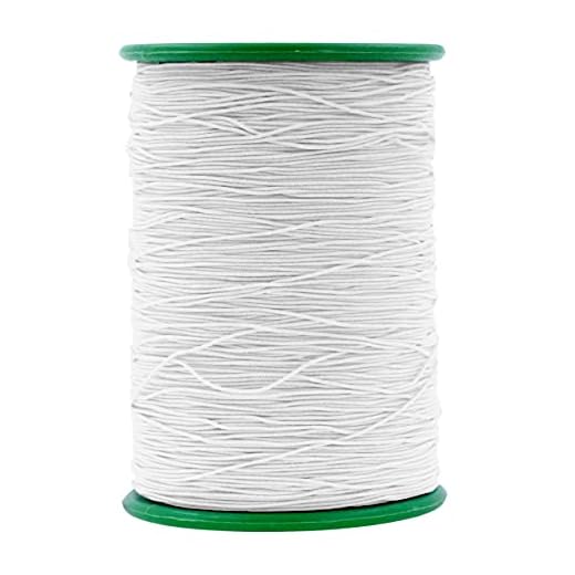 Shirring Elastic Thread for Sewing - White Thin Fine Elastic Sewing Thread for Sewing Machine Knitting by Mandala Crafts 0.6mm 546 Yards
