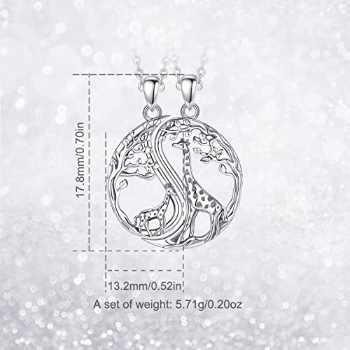 Eudora Sterling Silver Giraffe Mother Daughter Necklace Set For 2 For Mom, Animal Grandma Granddaughter Necklaces Mommy And Me Necklace Set Pendant Jewelry Mother's Day Gift For Mama Godmother #TOP7