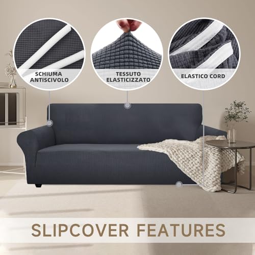 Housse Canapé 3 Places Extensible Jacquard Gris Ystyle