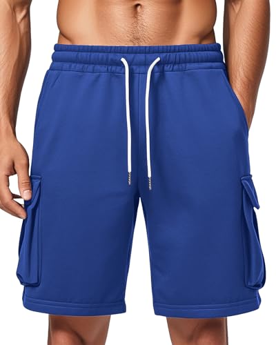 Image of Men's Cargo Sweat Shorts Casual Workout Athletic Jogger Gym SweatShorts