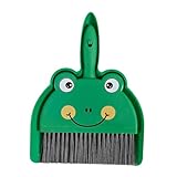 IEUDNS Mini Dustpan and Brush Set Small Broom and Dustpan Set Portable Dustpan and Brush Set for Desktop Computers Kitchen Office, Green Frog
