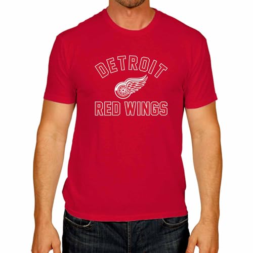 Wright & Ditson NHL Adult Game Day Unisex T-Shirt - 100% Cotton - Tagless Short Sleeve Hockey Tee - Comfortable & Lightweight (Detroit Red Wings - Red, Large)