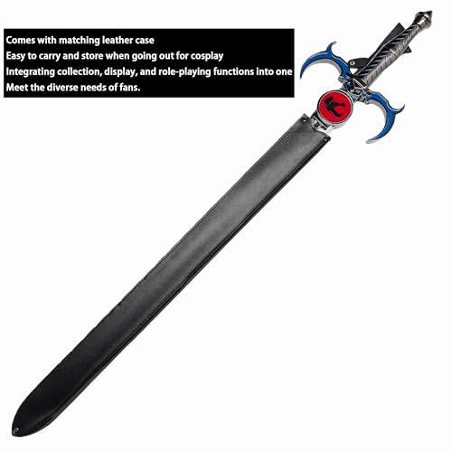 SV Anime Sword Blue, All Metal Replica with Leather Sheath, Sword of Omens,Eye of Thundera/Tygra,46.06 inches, Collectible for Display, Role-Playing, and Decoration
