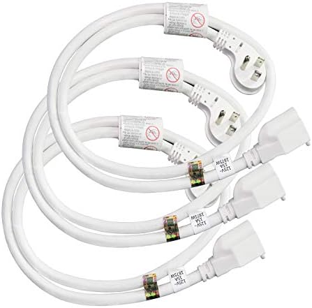 FIRMERST1875W Flat Plug Extension Cord 3 Feet 14 AWG 15A White, 3 Packs