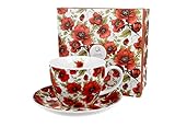 Duo FLORAL Jumbobecher 470 ml LINA mit Untertasse, New Bone China Porzellan