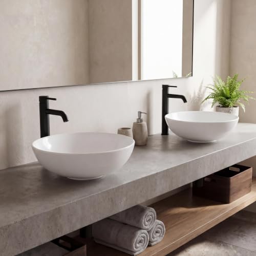 JONATHAN Y Quarry 15.5" Round Ceramic Bathroom Bowl Vessel Sink, White by JONATHAN Y - Used condition - Image 2