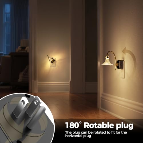 Image of Night Lights Plug into Wall,Dusk to Dawn Dimmable Glass Flower LED,[2 Pack]