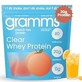 GRAMMS Clear Protein Powder 20G Protein for Women & Men | Grass-Fed Whey Isolate, Zero Sugar, Zero Lactose, Non-Bloating, Non-GMO (18 Servings) (Peach Tea)