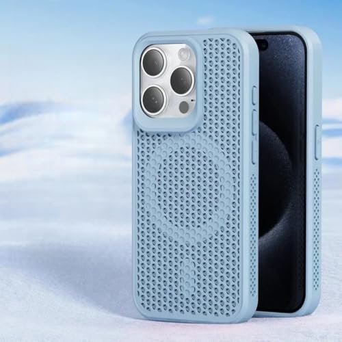 Coque respirante iPhone 15 Plus bleu clair à dissipation de chaleur