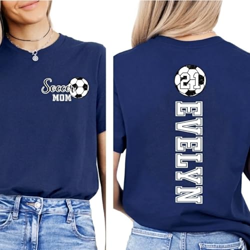 Soccer Mom Shirt with Custom Number and Name, Soccer Sister and Dad Outfits for Game Day, Soccer Grandma Gifts for Mothers Day, Soccer Grandpa Sweatshirt Gifts for Fathers Day, Christmas
