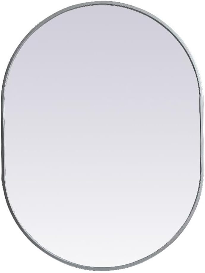 Elegant Decor Asha 27x36 Oval Modern MDF Wood/Iron Mirror in Silver