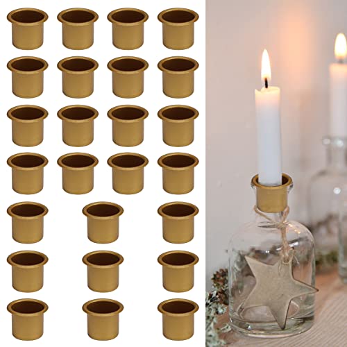 Portavelas de Metal para Velas cónicas Portavelas creativos pequeños Adornos de candelabro Dorado Decoraciones de Mesa con Velas (Oro) Cover