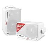 Outdoor Waterproof Wireless Bluetooth Speaker - 3.5 Inch Pair 3-way Active Passive Weatherproof Wall, Ceiling Mount Dual Speakers System w/ Heavy Duty Grill, Patio, Indoor Use - Pyle PDWR42WBT (White)