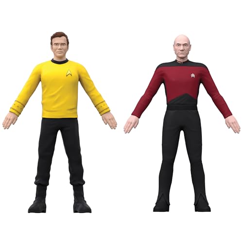 FleXfigs: Captain Kirk & Captain Picard – 2 Charaktere Pack – bewegliche Actionfiguren, Flex It – Pose It!, Sammelspielzeug-Miniaturen, Kinder ab 3 Jahren