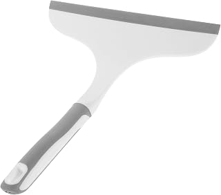 Window Squeegee for Shower Glass Door and Car Windows, Small Gray-White Handheld Water Wiper for Home Glass Cleaning and Bathroom Mirror Maintenance