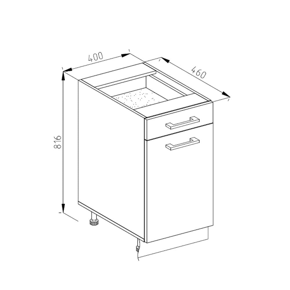 Vicco Mueble bajo de Cocina R-Line, Roble Dorado/Antracita, 40 cm sin encimera
