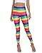 Womens Colorful Rainbow Leggings Striped Rainbow Print Bottoms Large