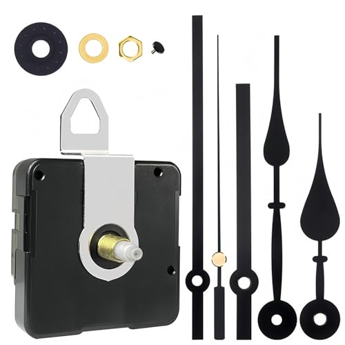 joonnair Uhrwerk FüR Wanduhr Lautlos, Uhrwerke Zum Selbsteinbau Mit Zeiger, GeräUschloses Uhrwerk DIY Uhr Ersatzteile Mit Metallzeiger, Ersatz Und Reparaturteile Kompatibel(Schaftlänge 23 mm)