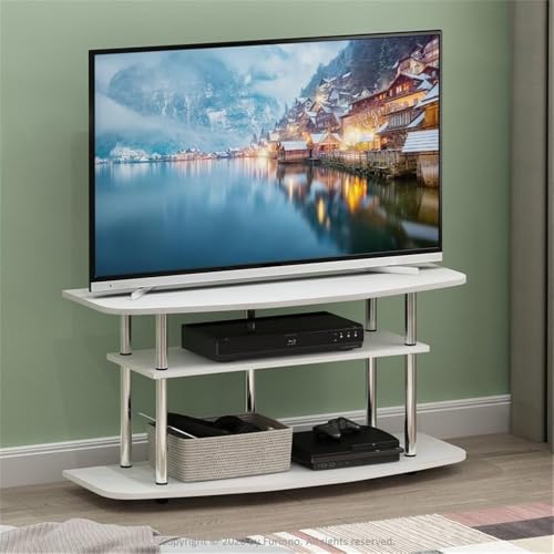 Image of Furinno Frans Turn-N-Tube TV Stand for TV Size up to 43 Inch, 3-Tier, White Oak