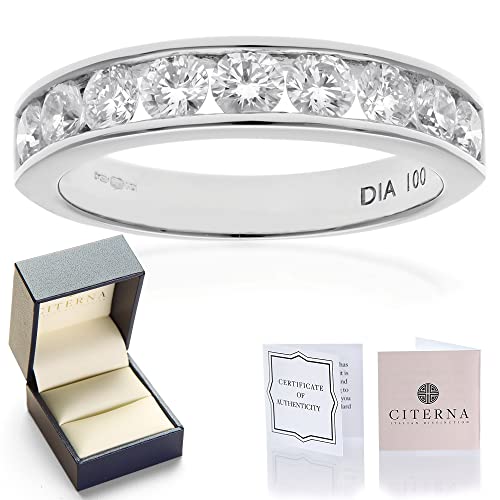 Citerna Anillo de Mujer con Oro blanco de 9 quilates (375) con Circonitas - Tamaño 13.5