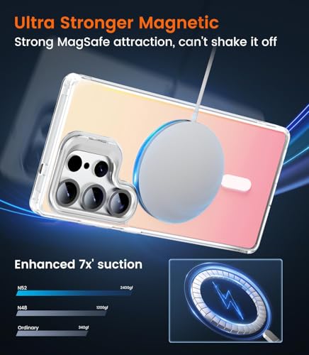 Image of DIZORO Samsung Galaxy S25 Ultra Case Compatible with Wireless Charging,3D Laser Color Changing Frosted Matte Camera Stand Back Cover Military-Grade Protective Non Yellowing PC +TPU (Grey)