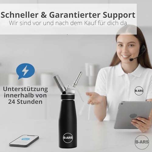B-ARS Sahnespender 500ml Aluminium Schwarz, Sahnesyphon für Schaum – Ansicht 6