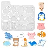 croccha シリコンモールド がーなめいどコラボ 第3弾 ちびつむ 海のいきものシリーズ 12種 crocchaオリジナル 夏 レジン型 モールド 可愛いデフォルメ カワウソ ちんあなご ウミウシ ジンベイザメ ウーパールーパー クマノミ 商用利用可 手作りめじるしアクセ めじるしチャーム