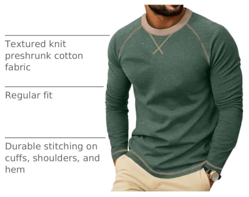 Askdeer Mens Cotton Shirts Long Sleeve Casual T-Shirts Crew Neck Soft Shirt - Image 5